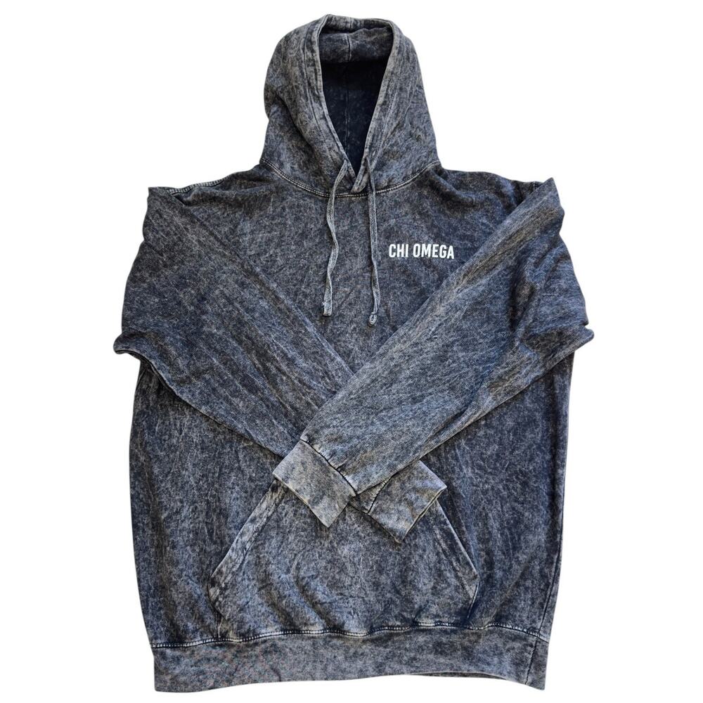 Color Tone Chi Omega Spell-Out Mineral Wash Hoodie Sz L Oversized